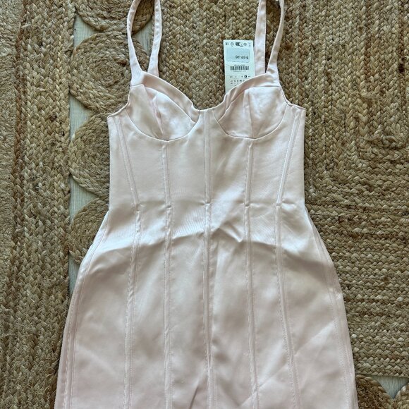 ZARA Pastel Pink Satin Mini Dress – Size S (Ref. 3065/371/621) 💖 - Picture 4 of 15